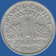 1 франк Франции 1943 года