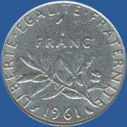 1 франк Франции 1961 года