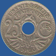 25 сантим Франции 1920 года