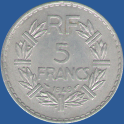 5 франков Франции 1949 года