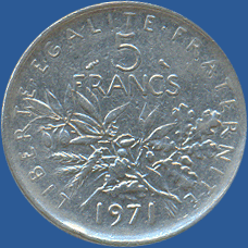 5 франков Франции  1971 года